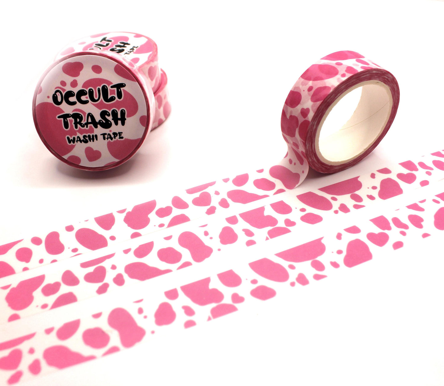 Pink Strawberry Milk Cow Print Washi Tape (1.5cm x 10m)