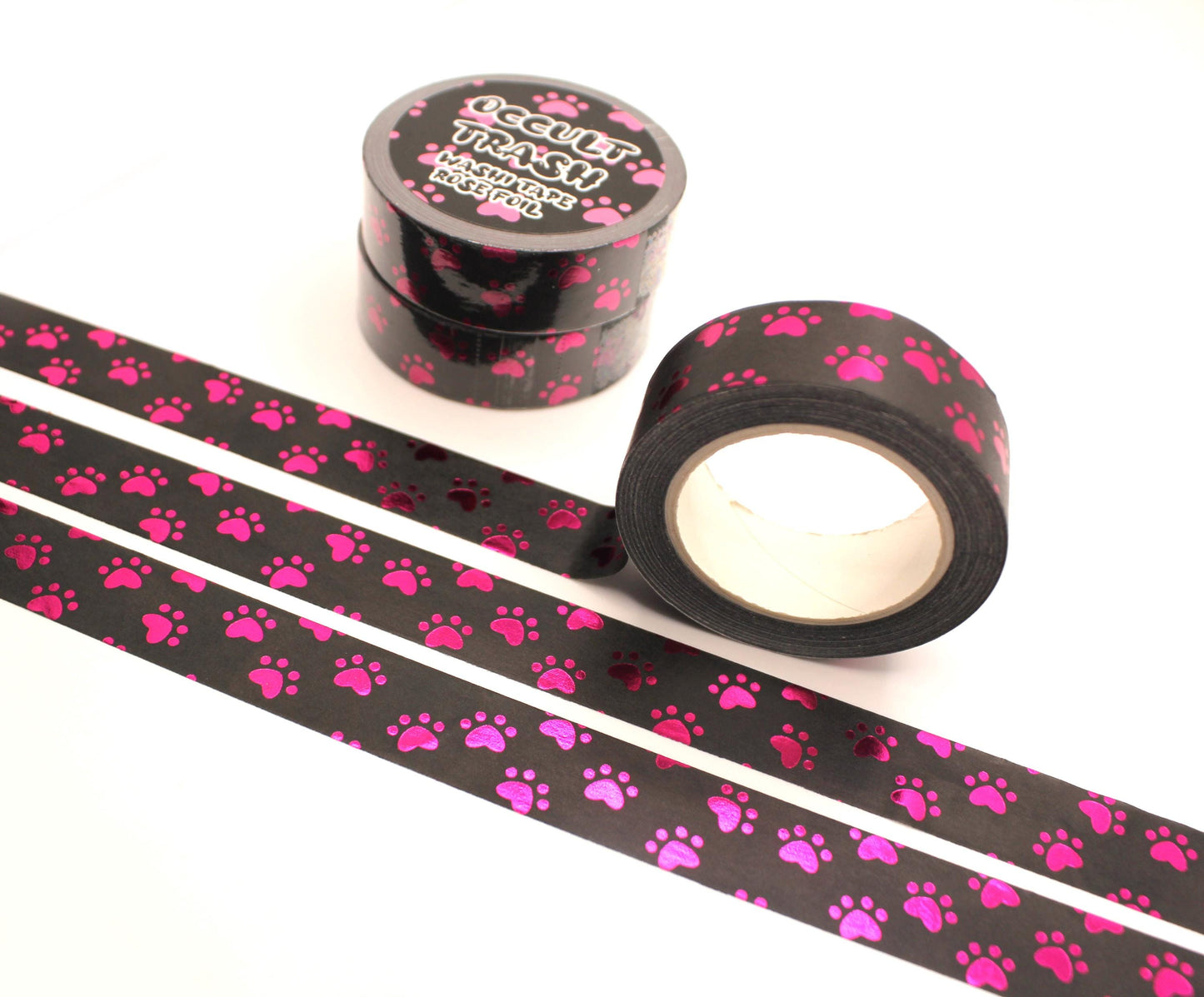 Pink Rose Foil Paw Print Washi Tape (1.5cm x 10m)