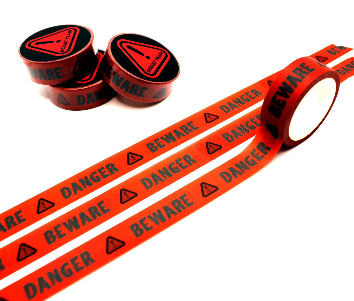 Red Danger Beware Print Washi Tape (1.5cm x 10m)