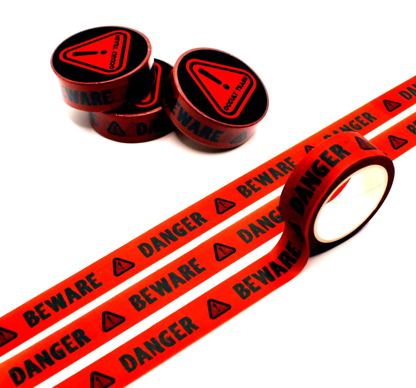 Red Danger Beware Print Washi Tape (1.5cm x 10m)