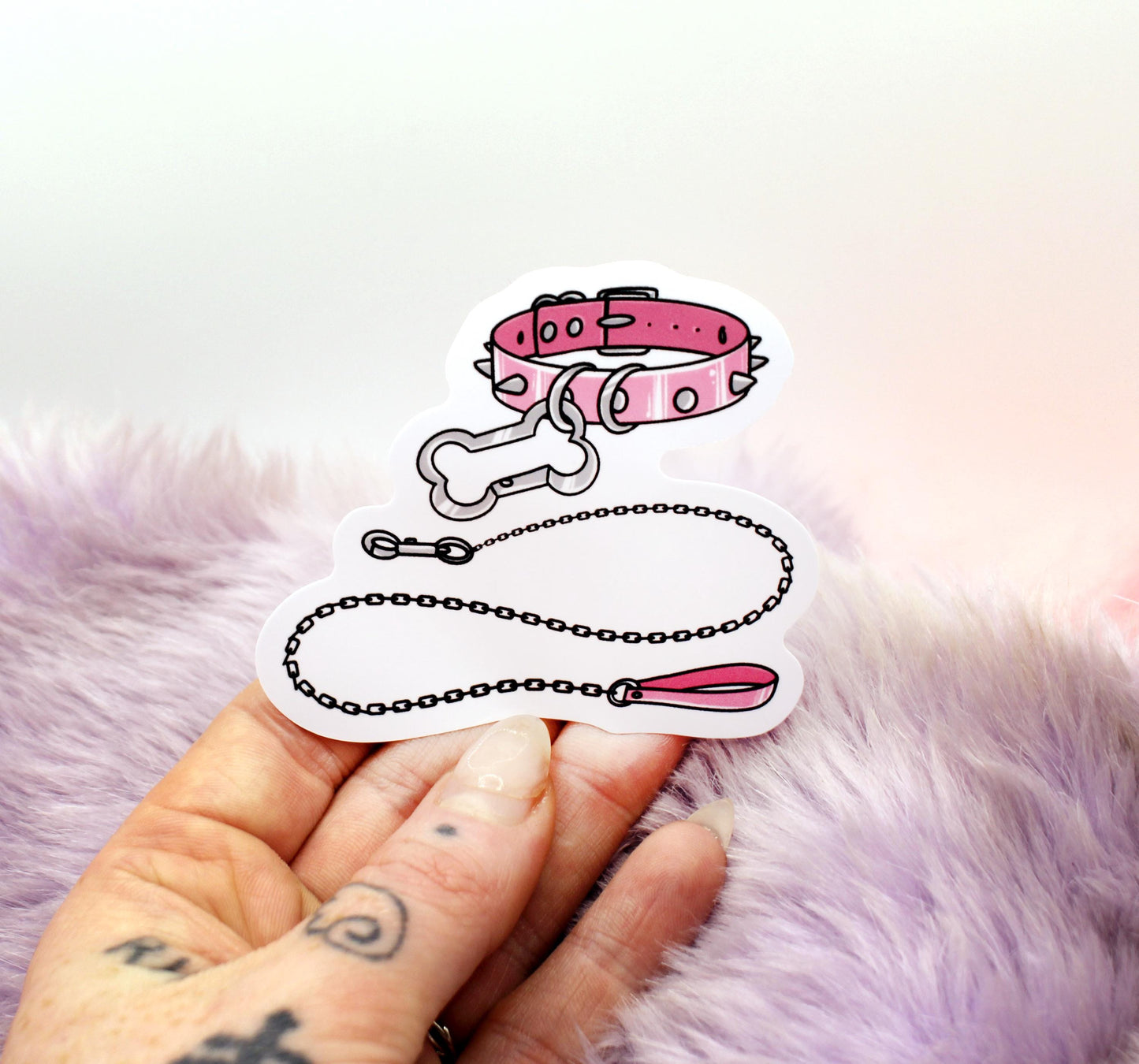Pink Dog Collar and Lead Sticker (7cm)