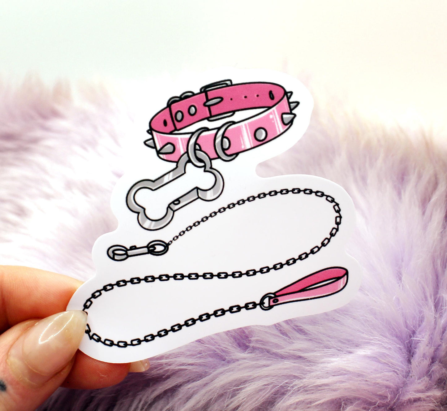 Pink Dog Collar and Lead Sticker (7cm)