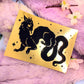 Black Wyrm on Gold Foil Background A6 Print