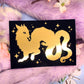 Gold Foil Wyrm on Black Background A6 Print