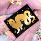 Gold Foil Wyrm on Black Background A6 Print