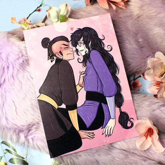 Tomar and Ginzin Flirting Close Up A6 Print - The Nightingale Dragon Series