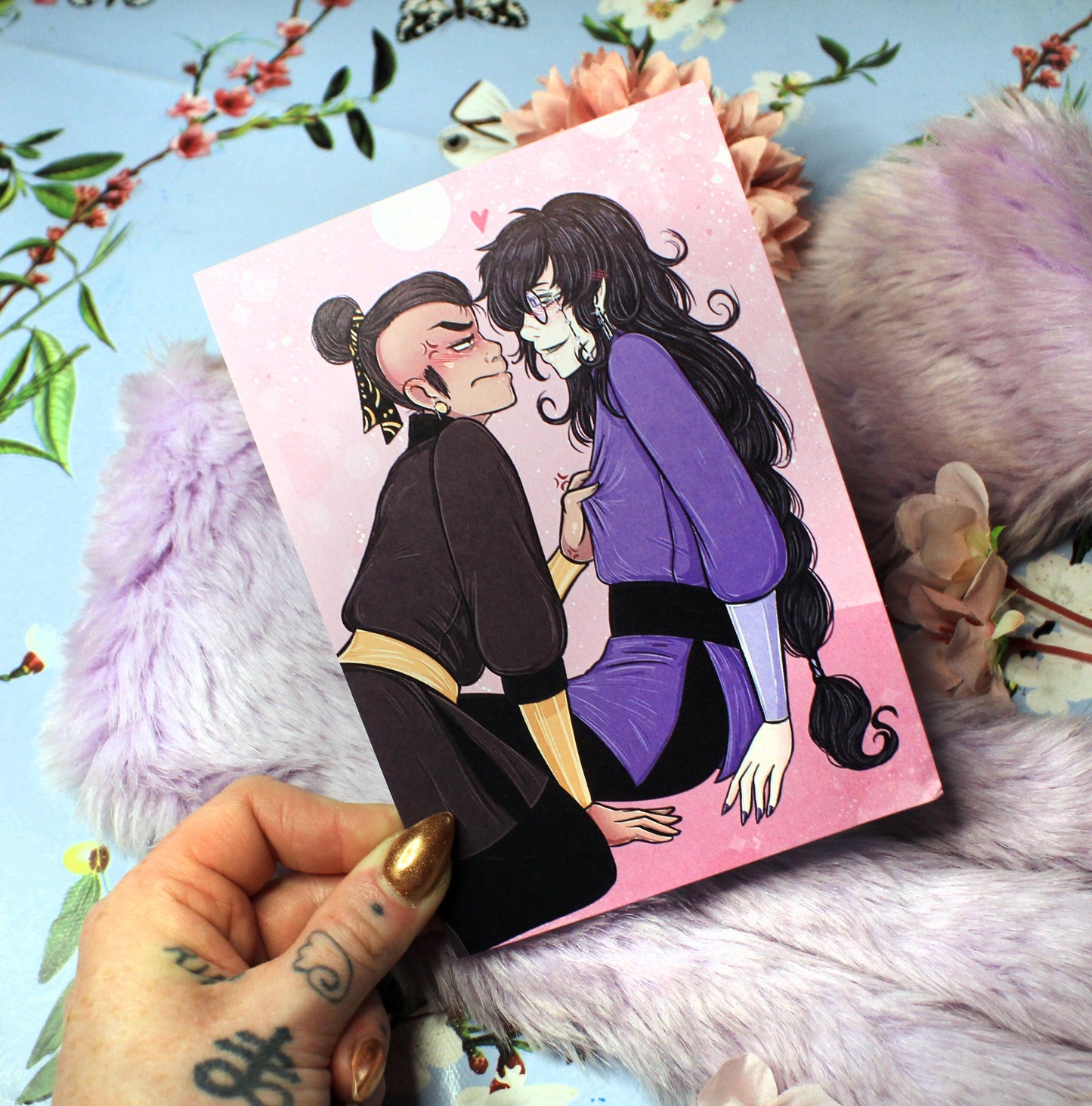 Tomar and Ginzin Flirting Close Up A6 Print - The Nightingale Dragon Series