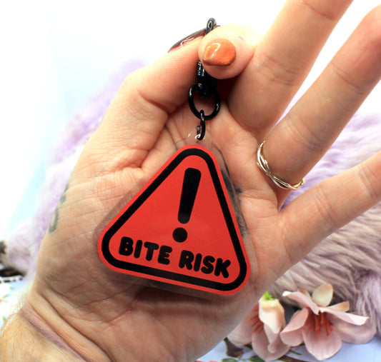 Bite Risk Warning Sign Acrylic Charm (2 inch)