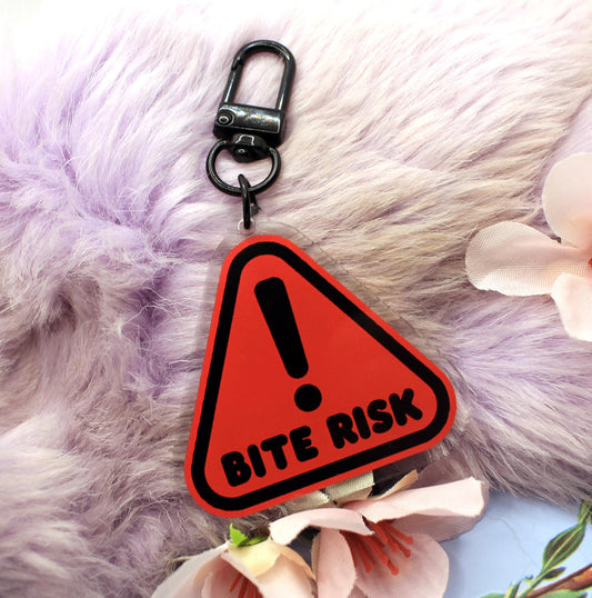 Bite Risk Warning Sign Acrylic Charm (2 inch)