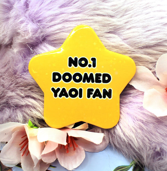 No.1 Doomed Yaoi Gold Star Badge (55mm)