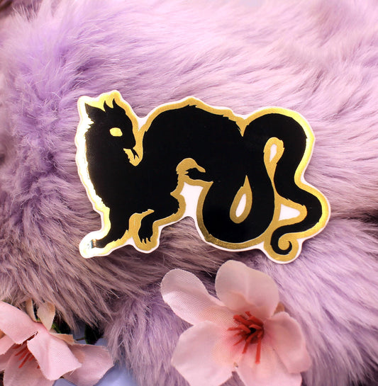Gold Foil Black Wyrm Sticker (7cm)