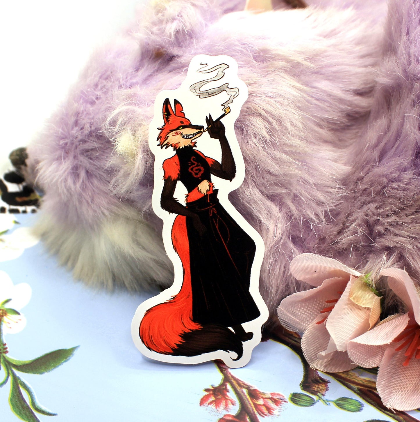 Enohki Smoking Fox Sticker (8cm) - The Nightingale Dragon Series