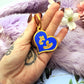 Blue and Gold Plush Teddy Bear Style Fursuit Ear Tags (2 Sizes)