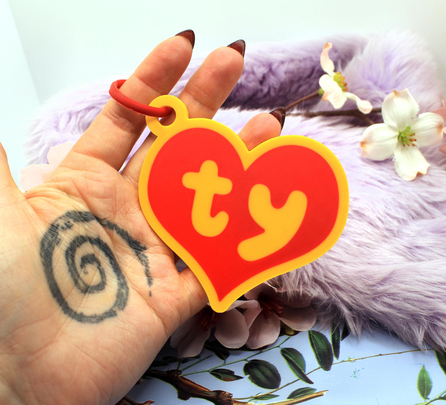 Yellow and Red Plush Teddy Bear Style Fursuit Ear Tags (2 Sizes)