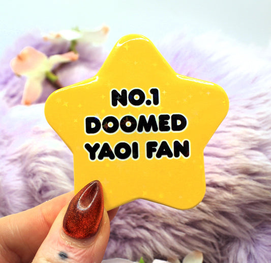 No.1 Doomed Yaoi Gold Star Badge (55mm)