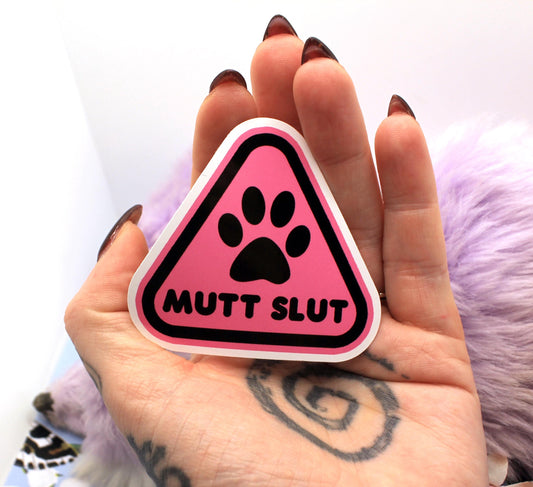 Mutt Slut Triangle Sticker (60mm)