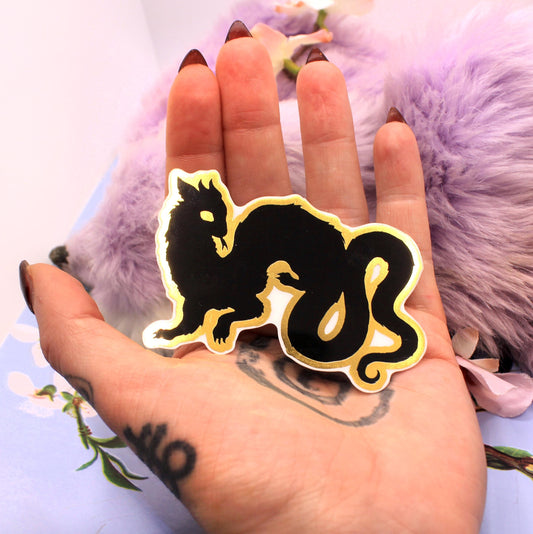 Gold Foil Black Wyrm Sticker (7cm)