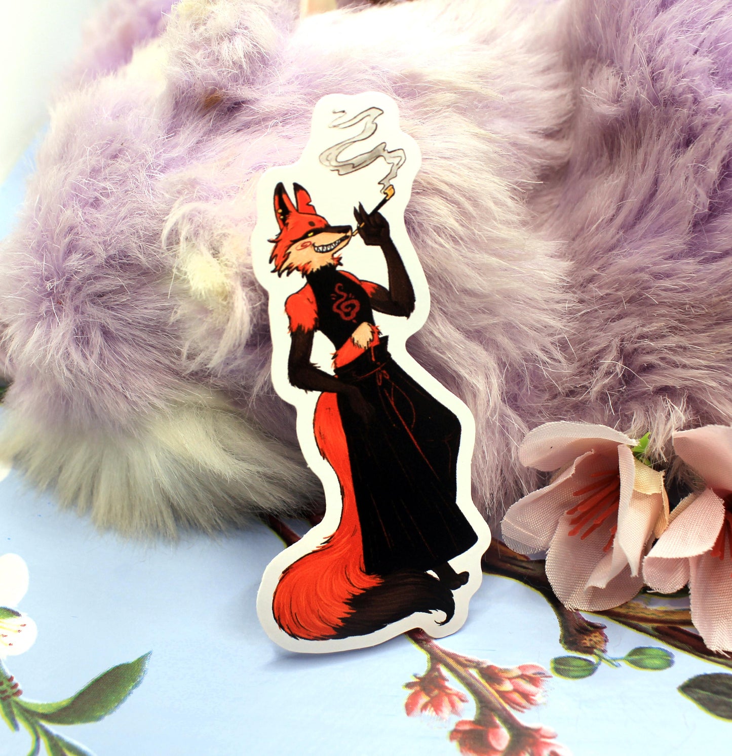 Enohki Smoking Fox Sticker (8cm) - The Nightingale Dragon Series
