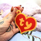 Yellow and Red Plush Teddy Bear Style Fursuit Ear Tags (2 Sizes)