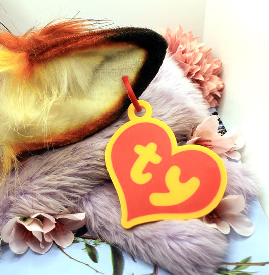 Yellow and Red Plush Teddy Bear Style Fursuit Ear Tags (2 Sizes)