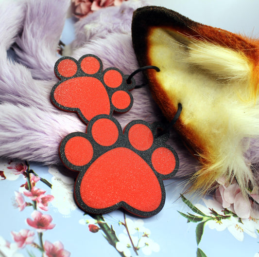 Black and Red Paw Print Fursuit Ear Tags (2 Sizes)
