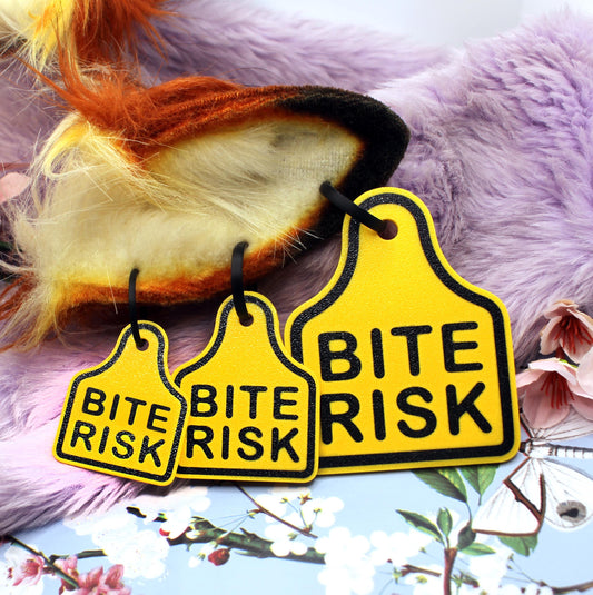 Yellow Bite Risk Fursuit Ear Tags (3 Sizes)
