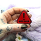 Bite Risk Warning Triangle Enamel Pin (A Grade, Hard, Black Nickel)