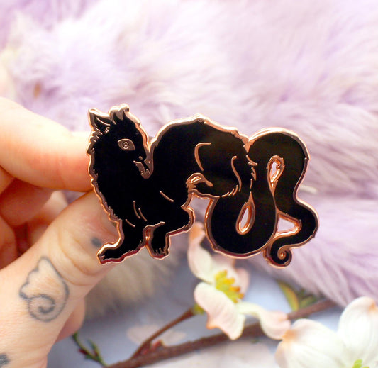 Black and Gold Wyrm Enamel Pin (2" A Grade, Hard, Rose Gold)