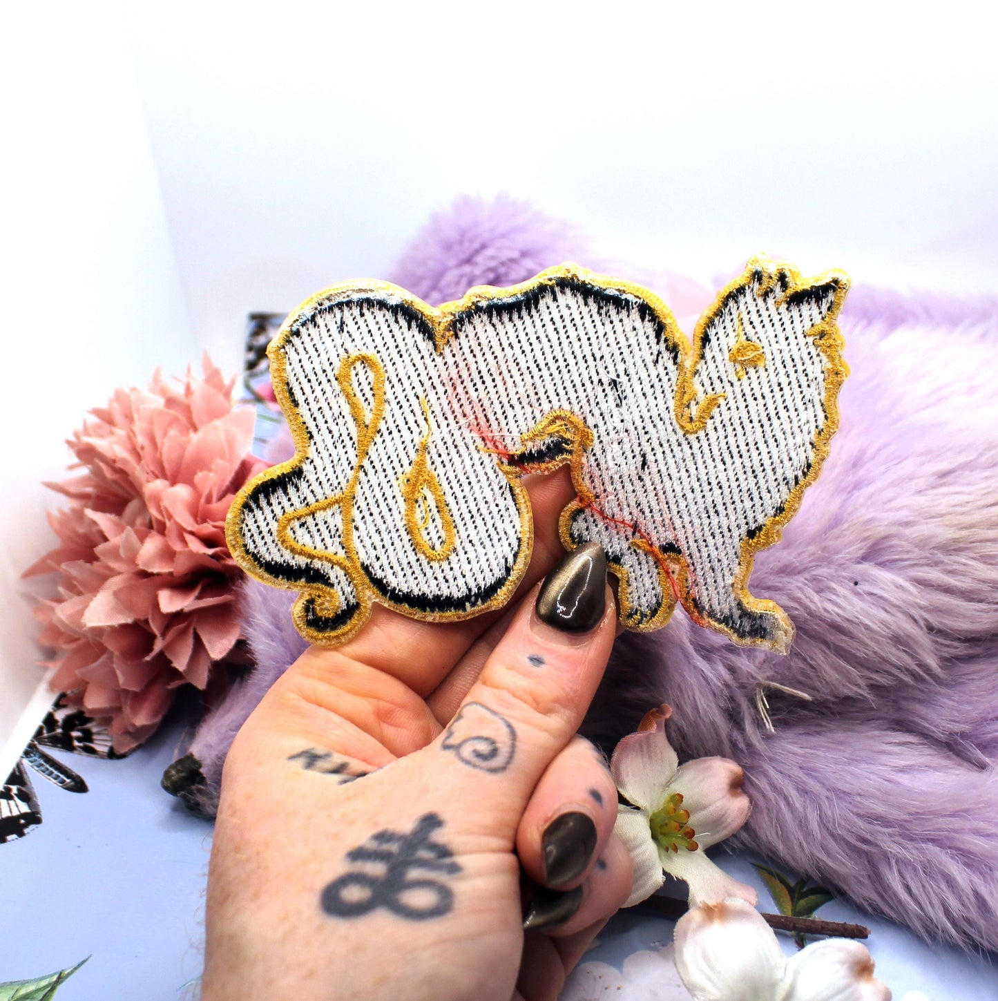 Black and Gold Wyrm Iron-On Patch (10cm)