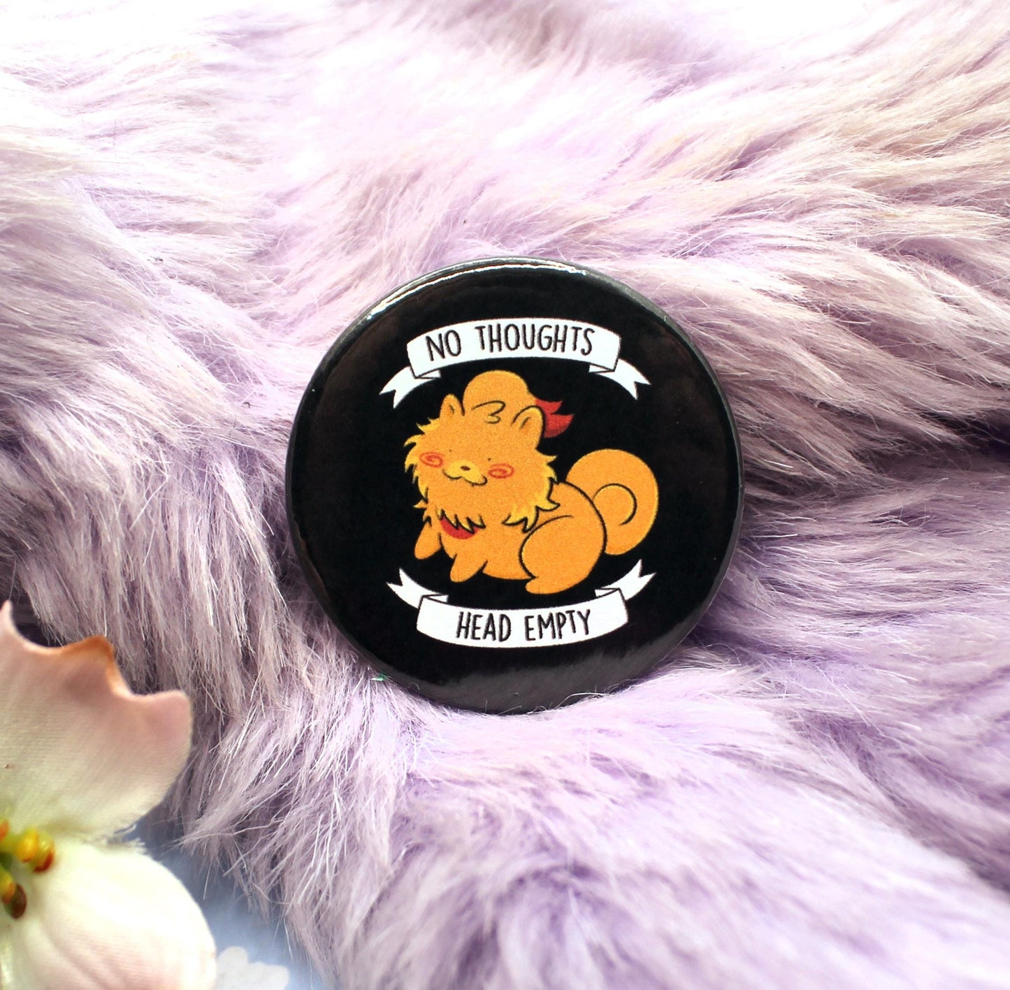 No Thoughts Head Empty Pombon Puppy Pokemon Circular Badge (38mm)