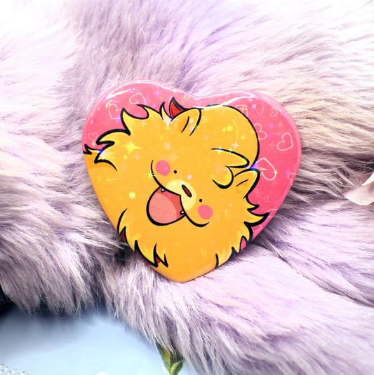 Pombon Puppy Pokemon Sparkly Heart Badge (55mm)