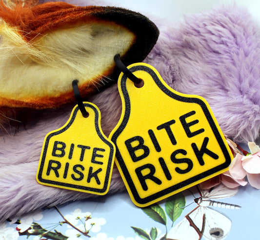 Yellow Bite Risk Fursuit Ear Tags (3 Sizes)
