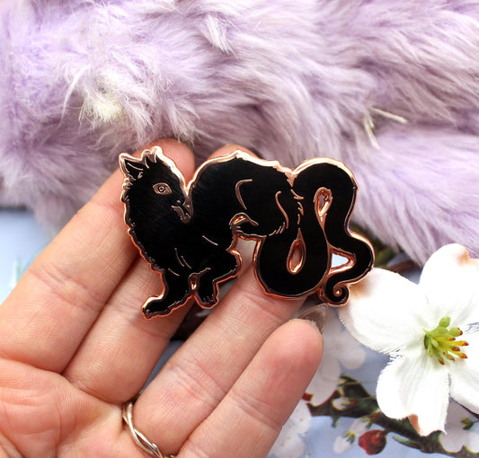 Black and Gold Wyrm Enamel Pin (2" A Grade, Hard, Rose Gold)