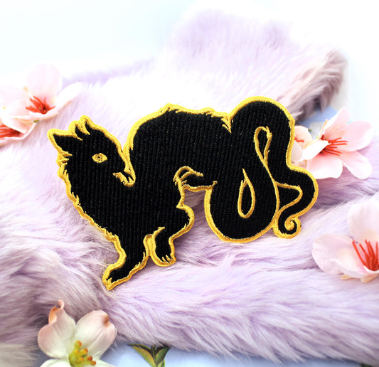 Black and Gold Wyrm Iron-On Patch (10cm)