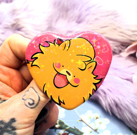 Pombon Puppy Pokemon Sparkly Heart Badge (55mm)