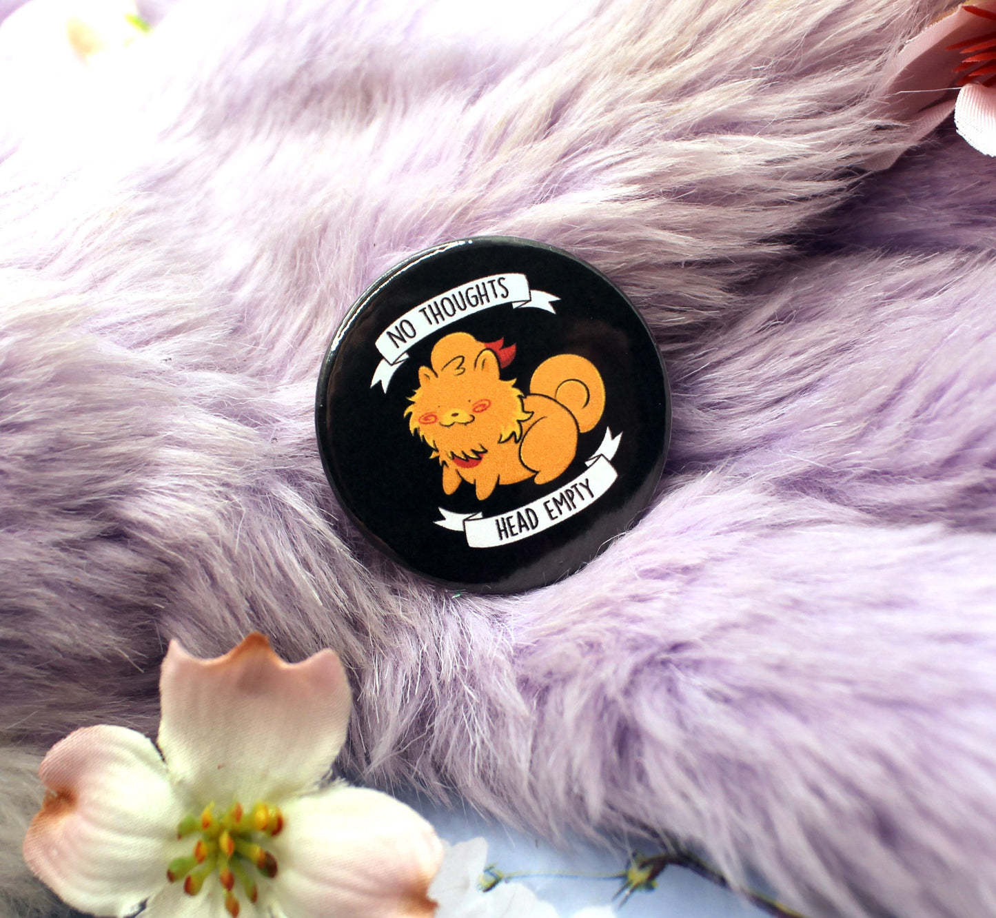 No Thoughts Head Empty Pombon Puppy Pokemon Circular Badge (38mm)