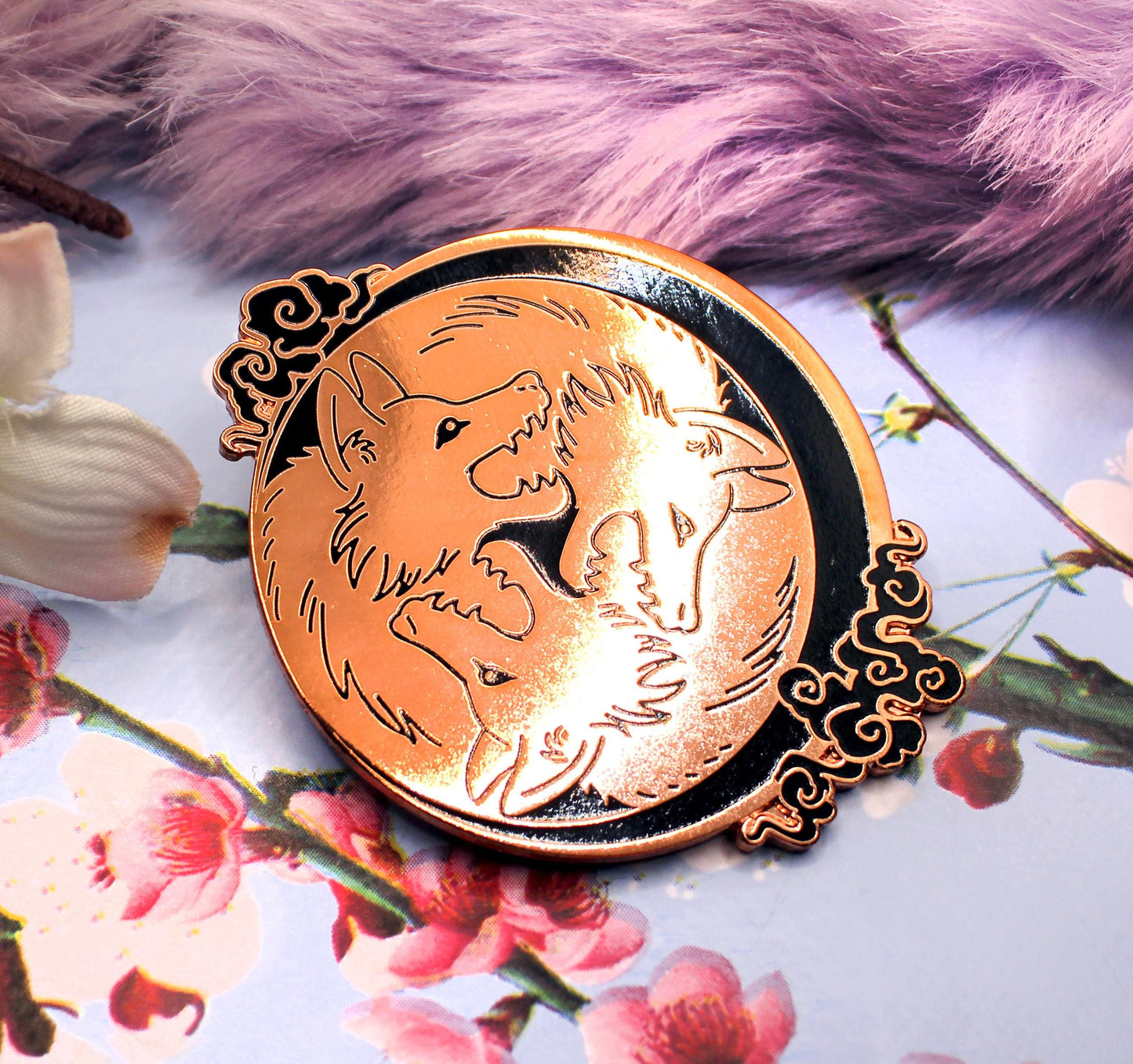 Gold 3 Wolf Moon Enamel Pin (A Grade)
