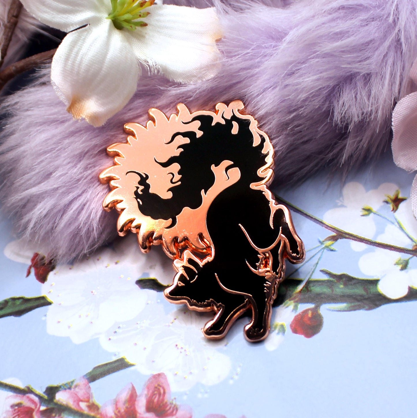 Copper Sun Fox Enamel Pin (A Grade)