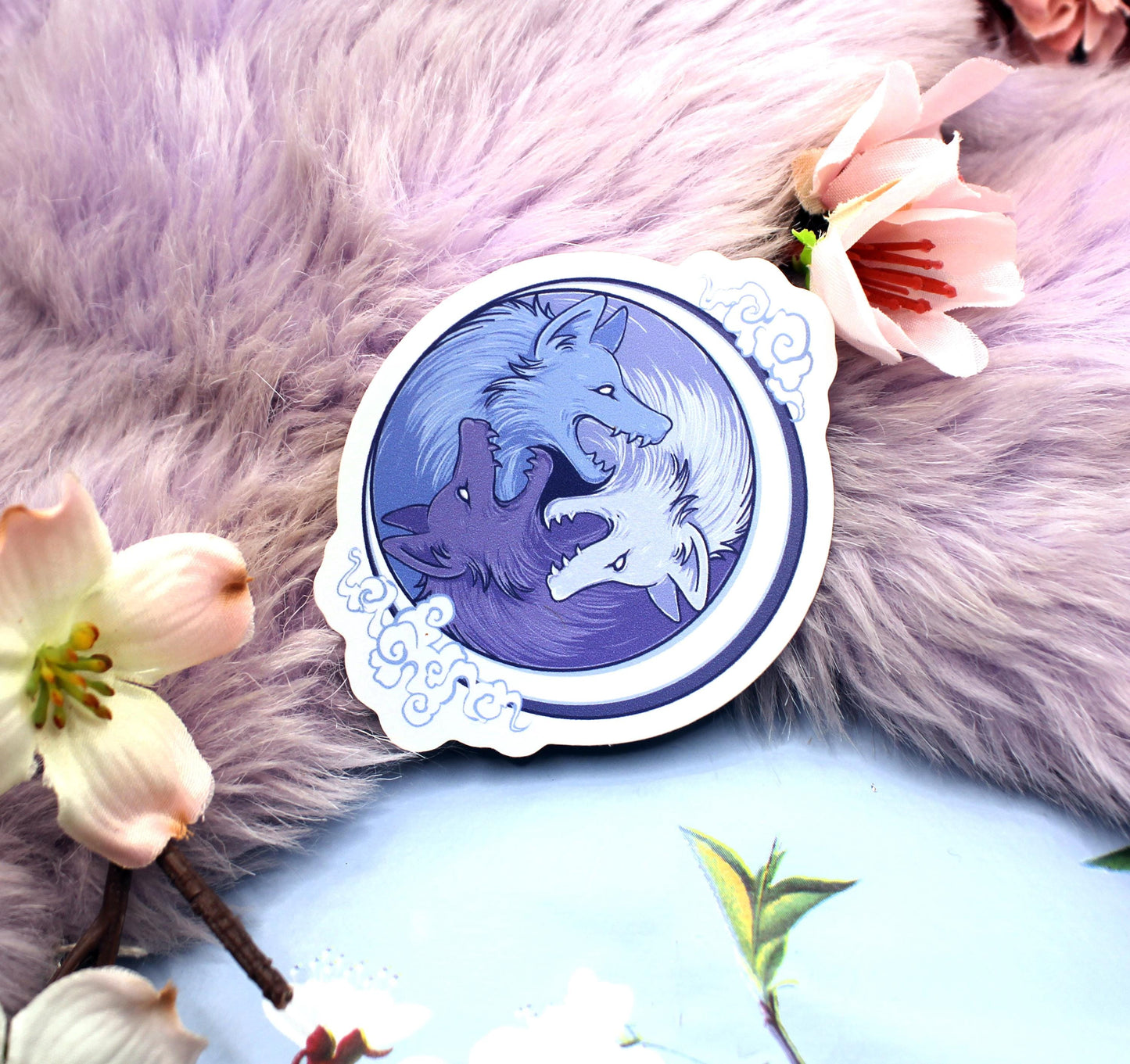 Purple and Blue 3 Wolf Moon Vinyl Sticker (7cm)