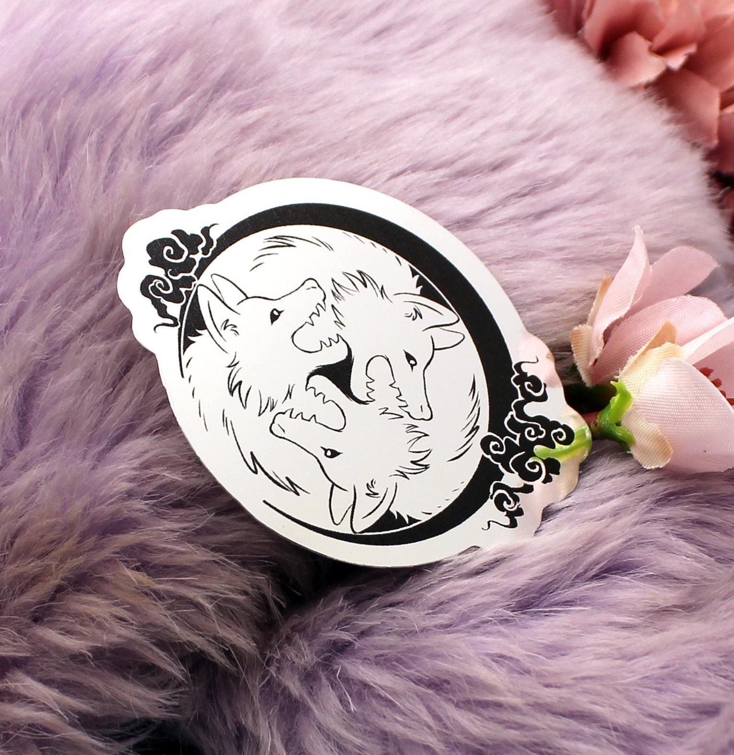 Silver Foil 3 Wolf Moon Vinyl Sticker (7cm)