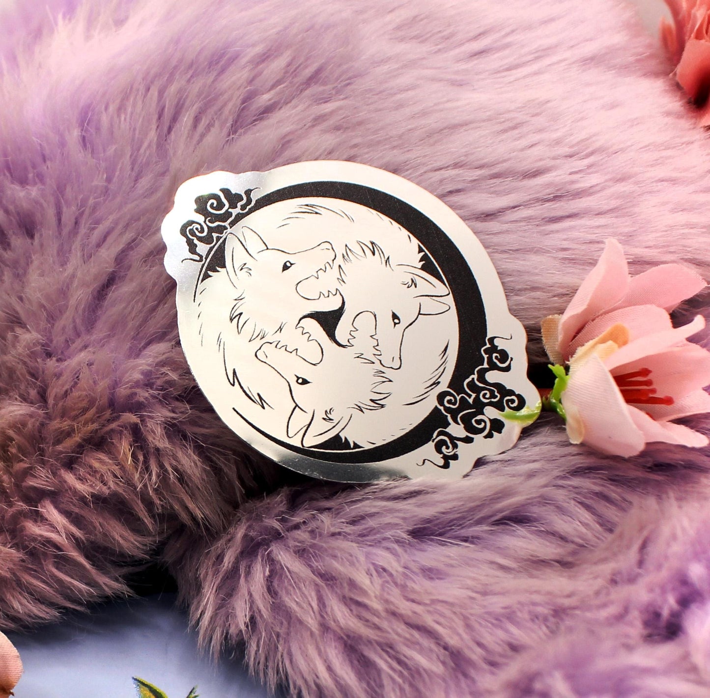 Silver Foil 3 Wolf Moon Vinyl Sticker (7cm)