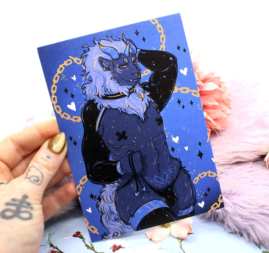 Sundra Anthro Male Shisa Pin Up A6 Print - The Nightingale Dragon Series