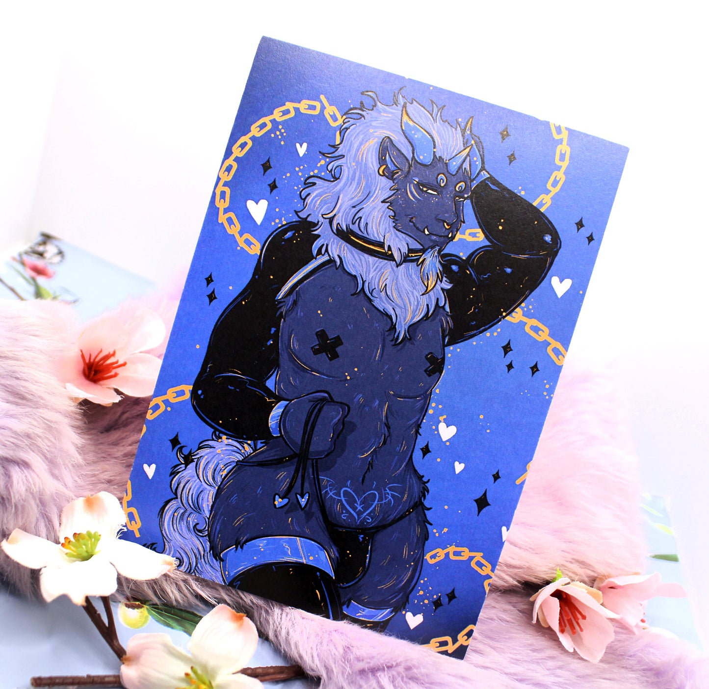 Sundra Anthro Male Shisa Pin Up A6 Print - The Nightingale Dragon Series