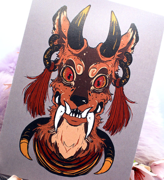 Tusked Deer Deity A6 Print - The Nightingale Dragon Series
