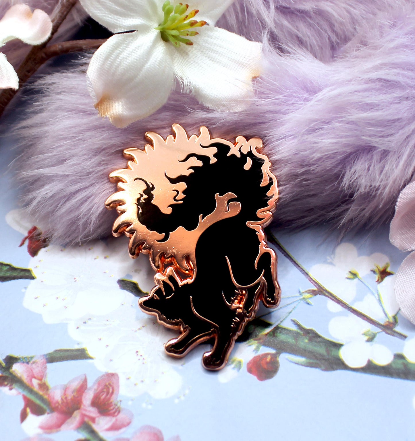 Copper Sun Fox Enamel Pin (A Grade)