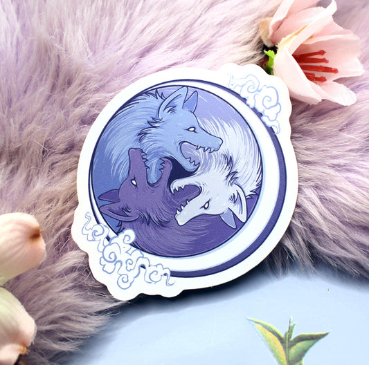 Purple and Blue 3 Wolf Moon Vinyl Sticker (7cm)