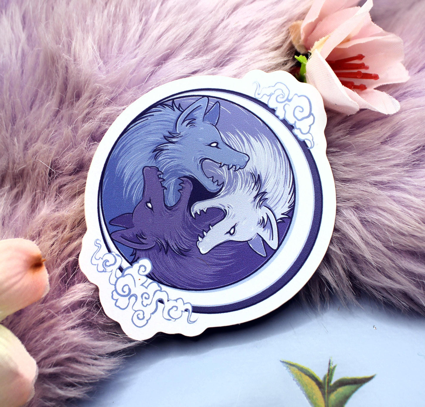 Purple and Blue 3 Wolf Moon Vinyl Sticker (7cm)