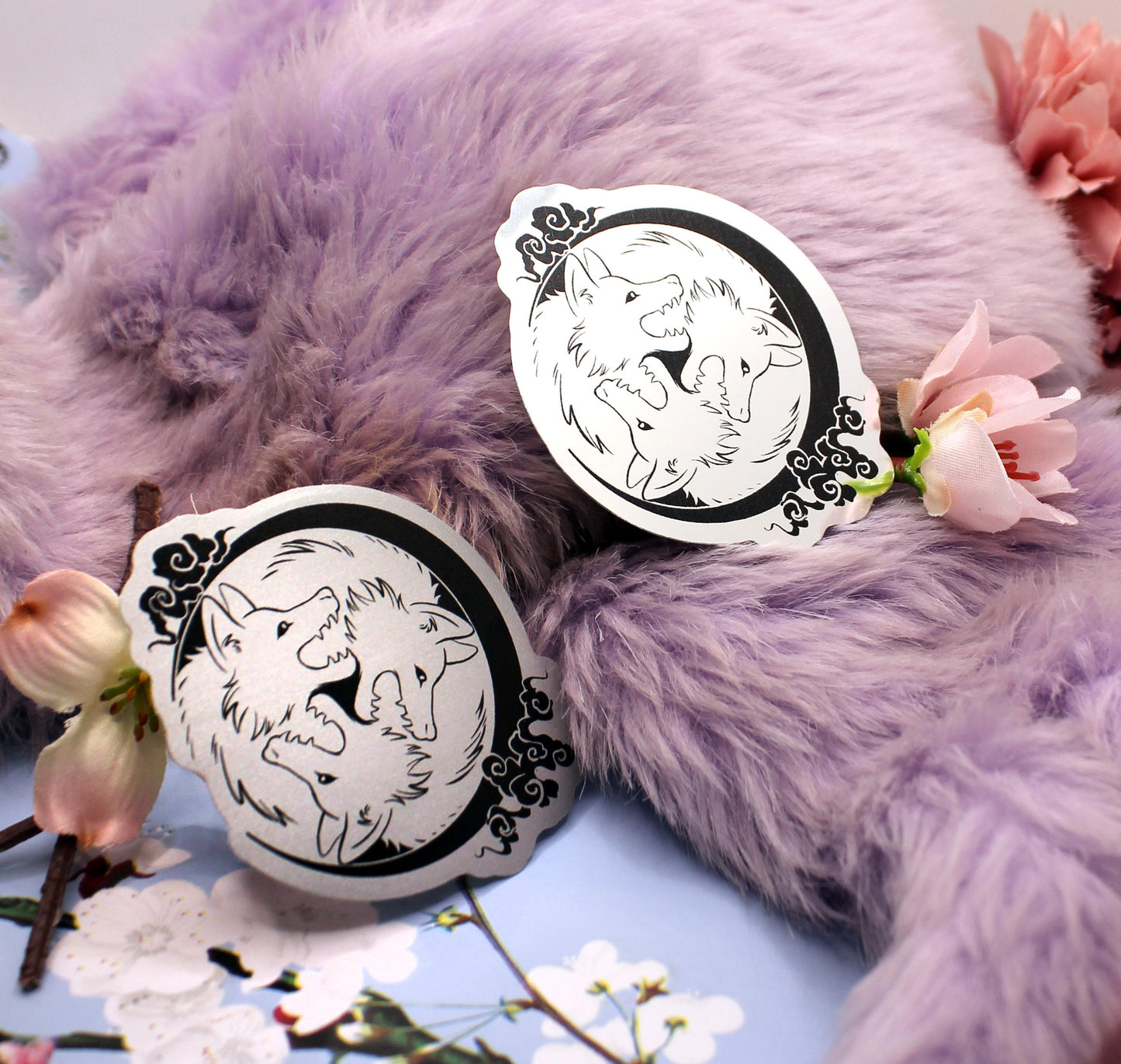 Silver Foil 3 Wolf Moon Vinyl Sticker (7cm)