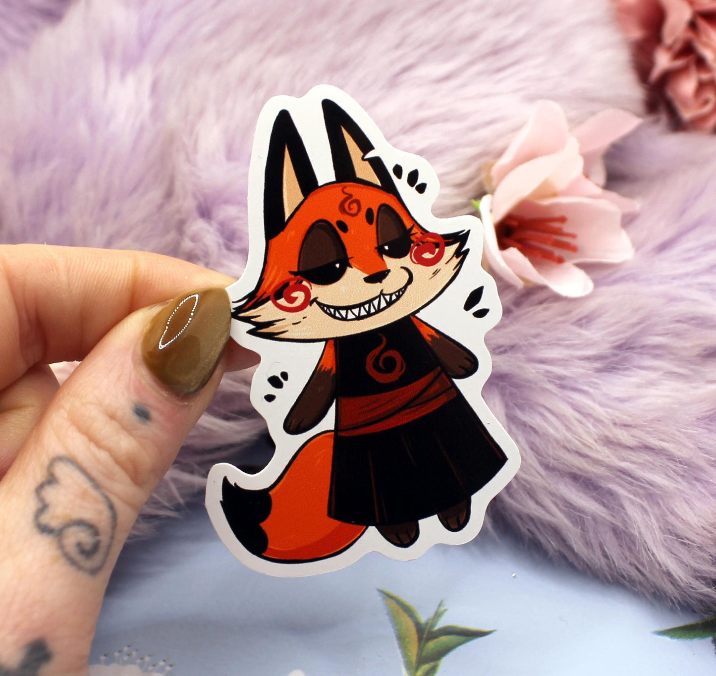 Chibi Red Fox Enohki Vinyl Sticker (7cm)