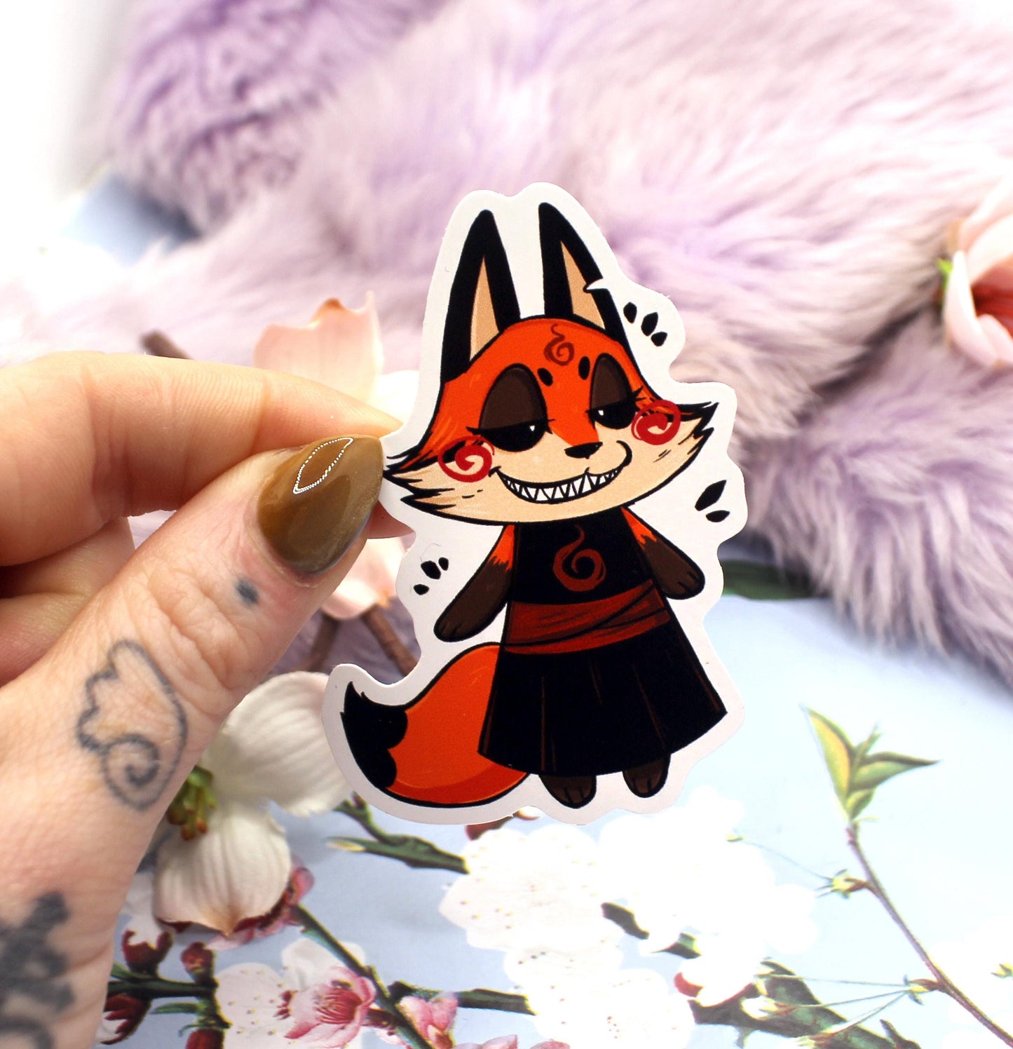 Chibi Red Fox Enohki Vinyl Sticker (7cm)